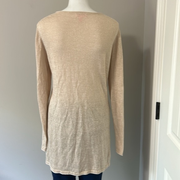 Lilly Pulitzer Jacey Gold Metallic Linen Blend Cardigan Sweater Shimmer Sparkle - Picture 6 of 9